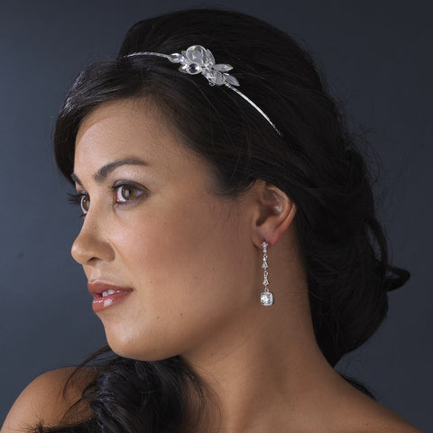 Silver & Clear Crystal Drop Bridal Wedding Earrings E 946