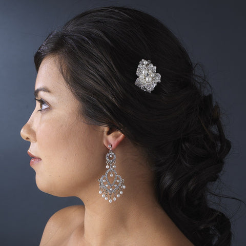 Vintage White Pearl Chandelier Bridal Wedding Earrings E 956