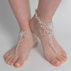 Silver w/ Clear Crystal Sparking Stones on Floral Design Foot Jewelry 3
