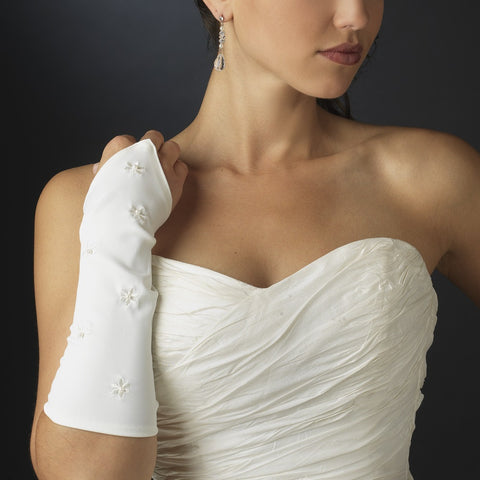 Floral Fingerless Elbow Length Bridal Wedding Gloves GL 215 8 E