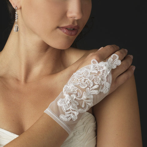 Sheer Fingerless Wrist Length Bridal Wedding Glove - GL 9132