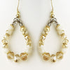 Gold Light Topaz, White & Smoke Mix Faceted Glass Stone Hoop Bridal Wedding Earrings