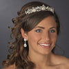 Gold Clear Swarovski Crystal, Rhinestone & Freshwater Pearl Bridal Wedding Tiara Headpiece 1090