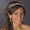 * Silver w/White Pearls & Burgundy Red Crystal Accents Headpiece 392