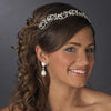 * Silver w/White Pearls & Burgundy Red Crystal Accents Headpiece 392