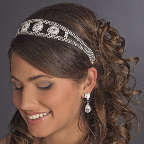* Silver Clear Rhinestone Vintage Headpiece Bridal Wedding Tiara HP 625