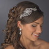 Alluring Antique Silver Clear Crystal Side Accented Headpiece 7062