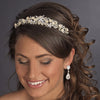 Silver Floral Rhinestone Champagne Elegance Bridal Wedding Pearl Bridal Wedding Headband 7539