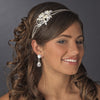 Rhinestone & Pearl Side Accented Double Row Bridal Wedding Headband HP 754