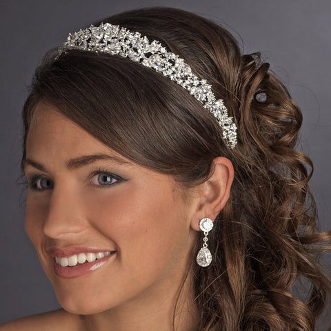 Majestic Silver Clear CZ Bridal Wedding Tiara 9821