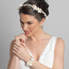 Fabric Flower Bridal Wedding Bracelet with Pearl & Rhinestone Accents 10001