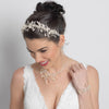 Light Gold & Champagne Rhinestone Pearl Leaf Bridal Wedding Bracelet 10006