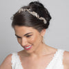 Light Gold Clear Crystal, Rhinestone & Bead Bridal Wedding Vine Headband 10009