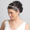 Silver Floral Vine Bridal Wedding Headband Organza Ribbon w/ Freshwater Pearls, Rhinestones & Opalescent Beads 1561
