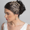 Light Gold Rhinestone Leaf Bridal Wedding Headband 1589