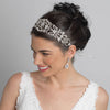 Sheer Ivory Ribbon Heart Bridal Wedding Headband with Rhinestones 3460