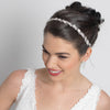 Freshwater Pearl, Rhinestone & Swarovski Crystal Bead Ivory Sheer Ribbon Bridal Wedding Headband 4360