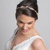 Gold Clear Rhinestone Bridal Wedding Ribbon Headband 3809