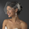 White or Ivory Bridal Wedding Cage Bridal Wedding Veil Feather Accent Bridal Wedding Hair Clip 1027