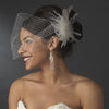 White or Ivory Bridal Wedding Cage Bridal Wedding Veil Feather Accent Bridal Wedding Hair Clip 1027