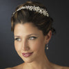 Silver Ivory Pearl & Clear Rhinestone Floral Side Accented Bridal Wedding Headpiece 1125