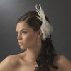 * Bridal Wedding Feather Bridal Wedding Hair Piece with Crystals Bridal Wedding Hair Comb 1517 (White or Ivory)