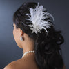 * Glamorous Silver Clear Crystal & White or Ivory Feather Fascinator 1537