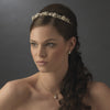 Elegant Gold Flower Leaf Garden Pearl Rhinestone Pearl Bridal Wedding Headband 16488