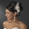 * Ivory & Rum Pink Rose & Feather Bridal Wedding Hair Clip 1665