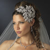 Vintage Couture Leaves Side Accented Crystal Bridal Wedding Faceframer Bridal Wedding Headband 19255