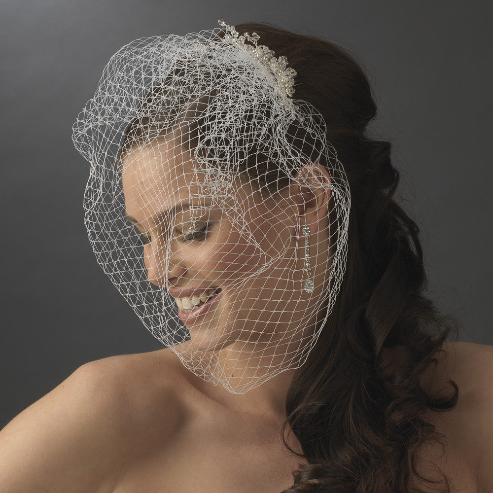 Captivating Birdcage Veil with Feather Flower Fascinator  Wholesale  Wedding Bridal Accessories Blushers Veils Birdcages