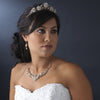 Silver Freshwater Pearl & Crystal Jewelry 7825 & Bridal Wedding Tiara 2596 Set