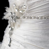 * Vintage Bridal Wedding Feather Bridal Wedding Hair Fascinator with Dangling Crystals Bridal Wedding Hair Clip 8105 with Bridal Wedding Brooch Pin
