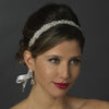 Crystal & Pearl Bridal Wedding White Ribbon Bridal Wedding Headband Headpiece 6474