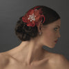 * Red Bridal Wedding Feather Fascinator Bridal Wedding Hair Clip Bridal Wedding Brooch 8106