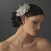 * Silver Feather Fascinator Bridal Wedding Hair Clip with Bridal Wedding Brooch Pin 8106