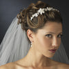 Silver Ivory Pearl & Clear Rhinestone Floral Side Accented Bridal Wedding Headband Headpiece 8279