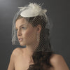 Vintage White or Ivory Bridal Wedding Hat w/ Bird Cage Face Bridal Wedding Veil & Flower Adornment 8307