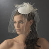 Vintage White or Ivory Bridal Wedding Hat w/ Bird Cage Face Bridal Wedding Veil & Flower Adornment 8307