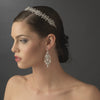 Antique Silver Red Rhinestone Chandelier Bridal Wedding Earrings 7595