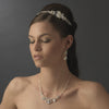 Elegant Silver Rhinestone & Natural Pearl Side Accented Bridal Wedding Headband - HP 8336