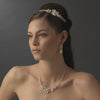 Elegant Silver Rhinestone & Natural Pearl Side Accented Bridal Wedding Headband - HP 8336