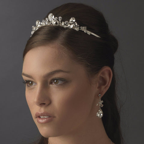 * Glamorous Silver Clear Crystal Bridal Wedding Tiara Headpiece 8393