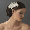 * Silver Plated Flower & Ivory Feather Fascinator Bridal Wedding Hair Clip 8396