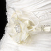 * Silver Accented Ivory/White Ribbon Bridal Wedding Belt 8531