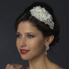 * Silver Rhinestone Ivory Applique Bridal Wedding Headband HP 937
