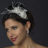 Antique Rhinestone & Ivory Feather Bridal Wedding Headband Headpiece 9848