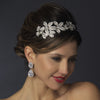 Ravishing Silver Clear CZ Bridal Wedding Hair Clip On Bridal Wedding Earrings 8483