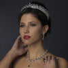 Silver CZ Crystal and Sapphire Stone Bridal Wedding Necklace 5063 & Earrings 5560 Bridal Wedding Jewelry Set