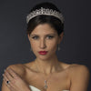 Silver Clear CZ Crystal & Diamond White Pearl Kate Middleton Wedding Bridal Wedding Necklace 9255
